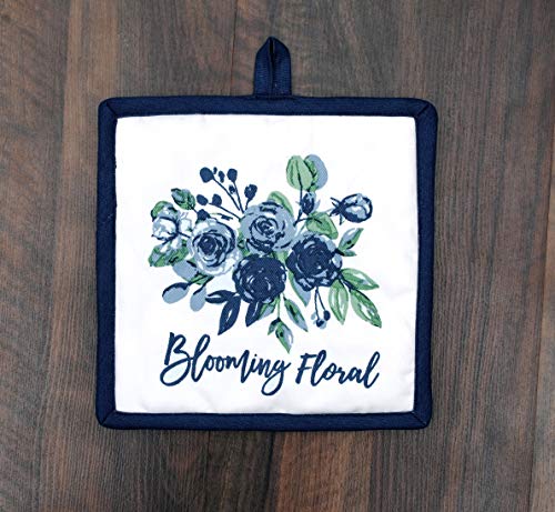 Pot Holders Heat Resistant Cotton Set of 3 Nonslip 8"x8" Inch Hot Pads for Kitchen (8x8 inches / Blooming Floral)