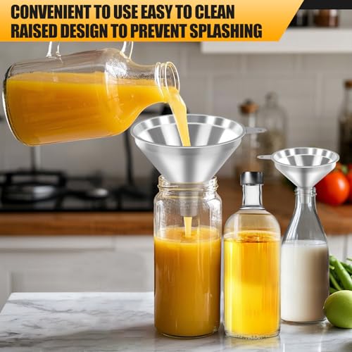 3 Piece Stainless Steel Kitchen Funnel Set for Kitchen Bottle Filling (3 Count)