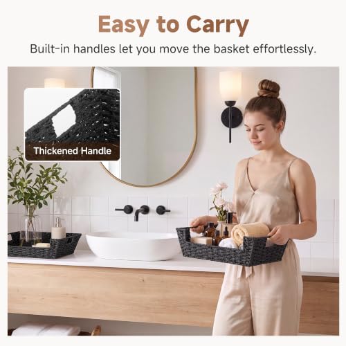 Pantry Baskets for Organizing (Black / 16 ½"L x 12 ½"W x 5"H)