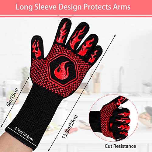 BBQ Gloves 1472F Heat Resistant Non (Red)