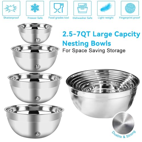 Hand Mixer Electric Mixing Bowls Set (A-White)