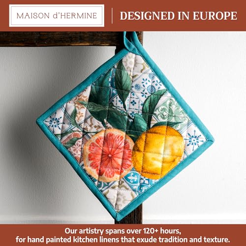 Pot Holders 100% Cotton Potholders (010 - Agrume / 8" x 8" (Pot Holder Pack of 1))