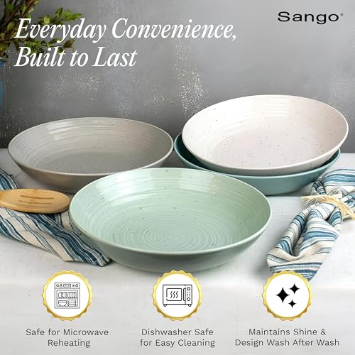Siterra Artist's Blend Stoneware Pasta Bowls (Aqua Blend / Pasta Bowl Set)