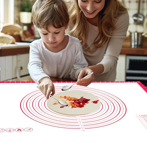 Pastry Dough Mat Silicone Baking Mats for Rolling Out Dough (Red / 24"L x 32"W)