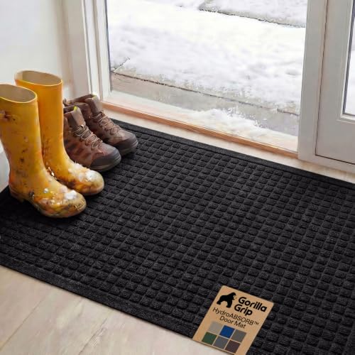 HydroABSORB Door Mat for Indoor Outdoor Use (Black / 47" X 35")