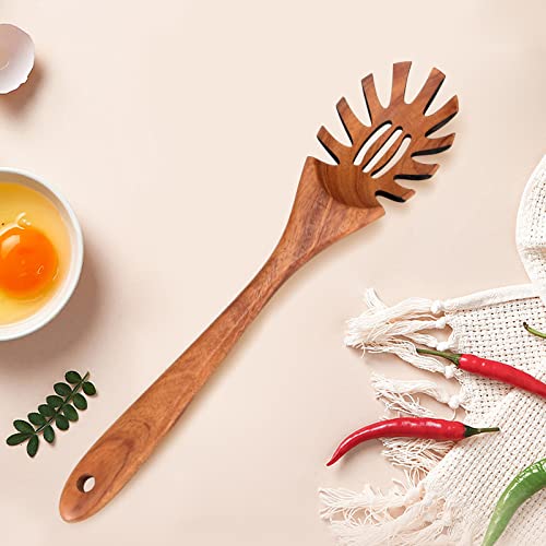 Wooden Spaghetti Spoon Server Pasta Fork Tongs Pasta Spoon Ladle with Teeth