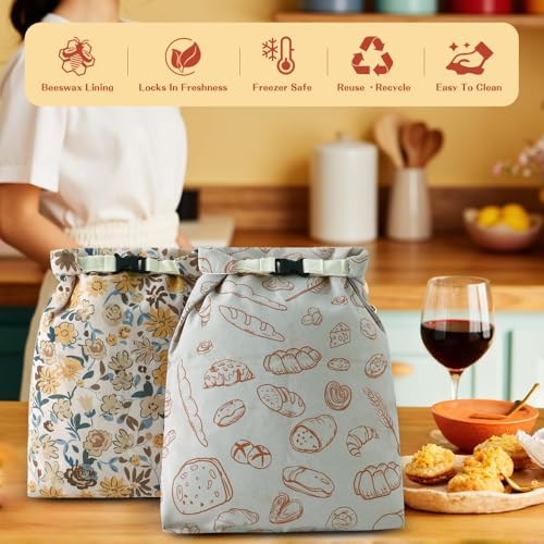 Beeswax Bread Bags for Homemade bread (Yellow & Apricot)