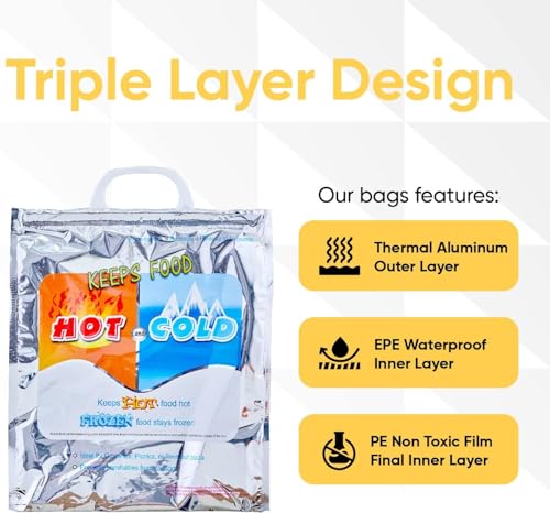 Hot and Cold Insulated Bags for Food Delivery (Medium (Lunch Size))