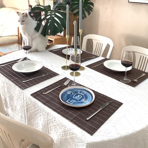 8 Pack 17.7x11.8 Bamboo Placemats (Coffee / Set of 8)