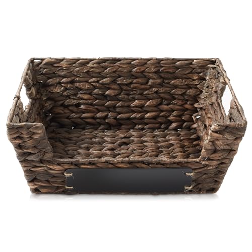 Set of 2 Water Hyacinth Pantry Baskets with Handles (Espresso - Hyacinth)
