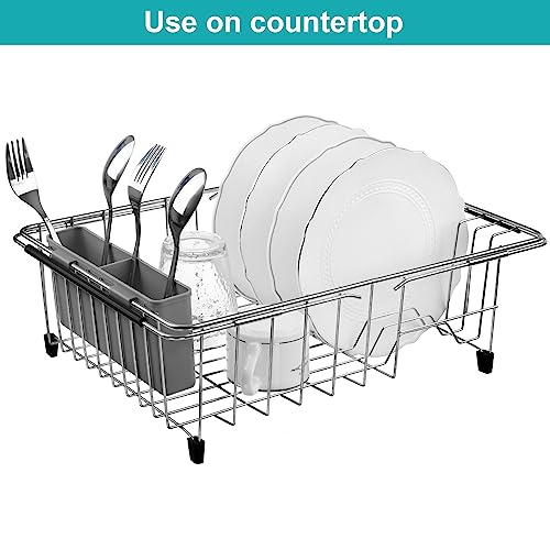 Expandable Multifunctional Dish Drying Rack (Gray)