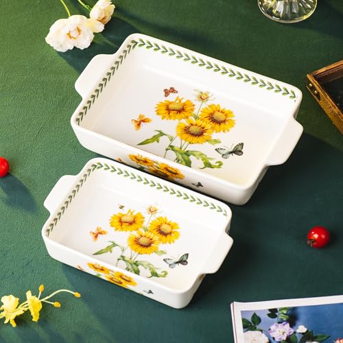 ONCCI In Glaze Ceramic Baking Dish Set of 2 (Sunflower)