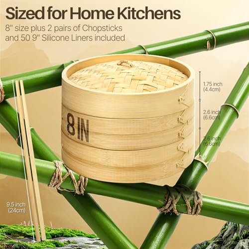 Bamboo Steamer Basket Set (8 Inch)