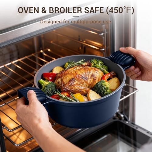 4.5 Qt Non Stick Soup Pot with Lid (Navy Blue)