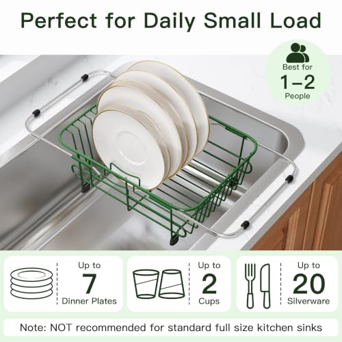 Green Dish Drying Rack in Sink with Utensil Holder (Green / For 10"-12"w Sink)