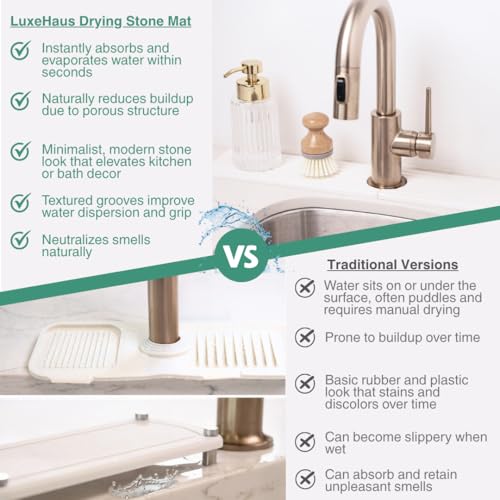 Drying Stone Faucet Tray for Kitchen Sink (White / 23.6" x 3.9")