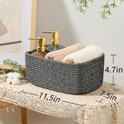 Small Storage Baskets for Organizing (4pcs-L11.5xW7.5xH4.7" / Dark Gray)