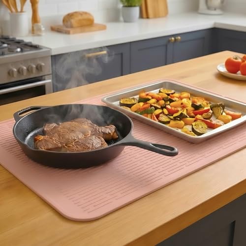 Silicone Dish Drying Mat for Multiple Usage (Pink / 28"L x 18"W)