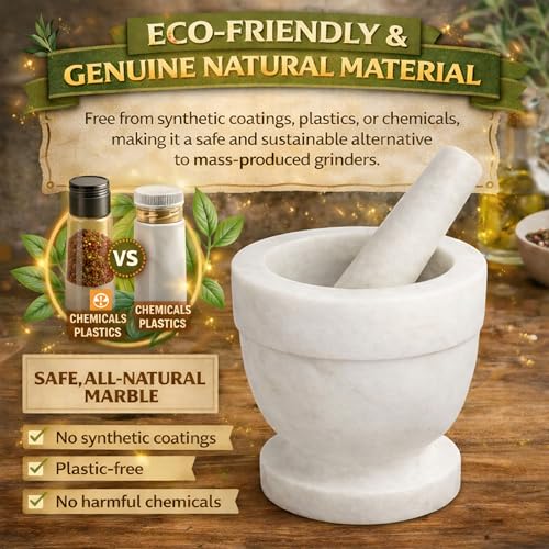 Handcrafted 4 inch Mortar and Pestle Solid Marble Grinder for Spices and Herbs Artisan Carved from Yushan Marble Elegant and Durable for Everyday Cooking