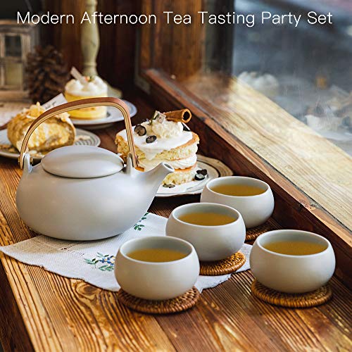 Japanese Teapot Set with 4 Cups (04-Grey Teapot/4 Cups)