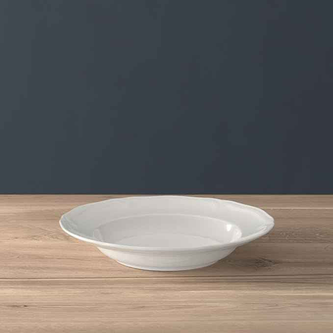 Villeroy & Boch Manoir Collection 18-Piece Dinnerware Set, Plates & Bowls, Premium Porcelain, Made in Germany, Dishwasher & Microwave Safe, Rich, Creamy White