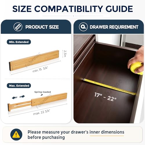 Drawer Divider 6 Pack (For 17-22in deep drawers inner size)