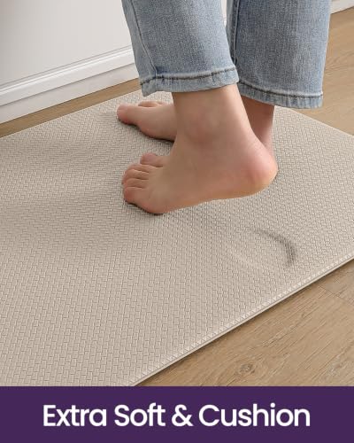 Kitchen Floor Mats Cushioned Anti Fatigue (Beige / 59"l X 23"w X 0.4"th)