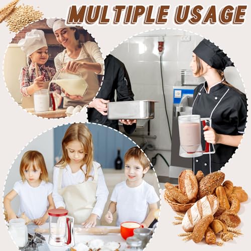 2 Pcs Handheld Batter Dispenser Squeeze Handle 4 Cups (Red)