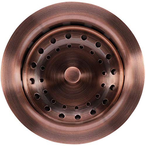 3-1/2 Inch Kitchen Sink Drain AC Assembly with Strainer Basket/Stopper, All Stainless Steel Antique Copper Durable and Rustproof