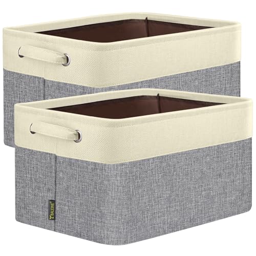 2 Pack Fabric Closet Storage Bins for Shelves (Grey / 2PCS/X-Large-17x13x10.5)