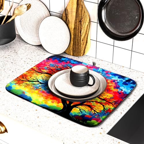 Microfiber Drying Mat Kitchen Counter (DMS918TreeS / 18" x 16")