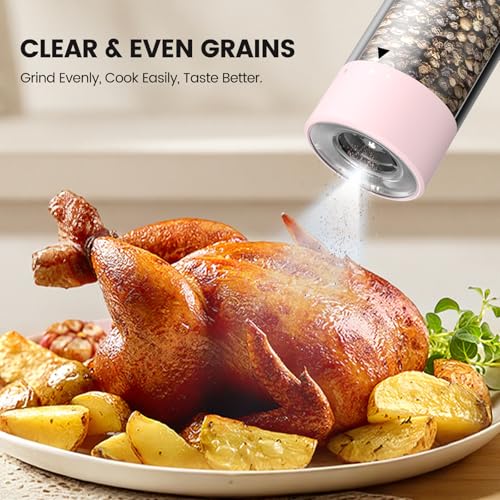 Electric Salt and Pepper Grinder Set (Pink)