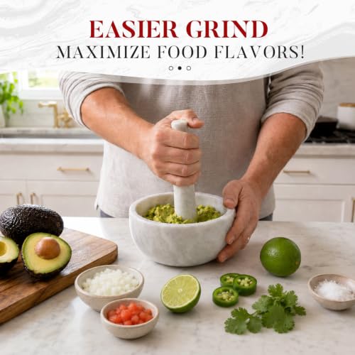 Marble Mortar and Pestle Set (Grey Marble Polished / 7in-4 cups)