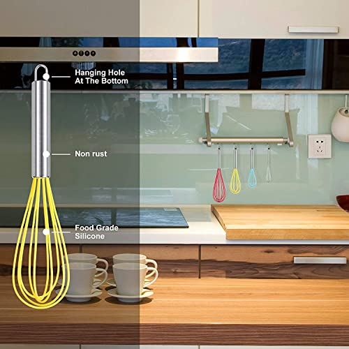 4 Pieces Silicone Whisks Set (Red,Yellow,Blue,Aqua Sky)