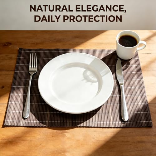 8 Pack 17.7x11.8 Bamboo Placemats (Coffee / Set of 8)