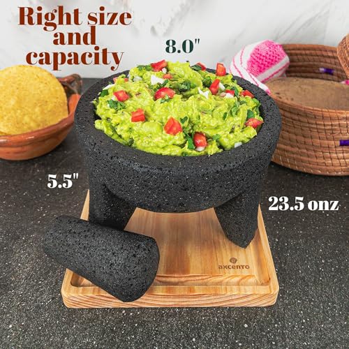 Traditional Molcajete Mexicano Volcanic Rock Mortar and Pestle Set Handmade of Authentic Lava Rock in Puebla Mexico Guacamole Bowl Cutting Board Included Molcajete Bowl de Piedra Volcanica