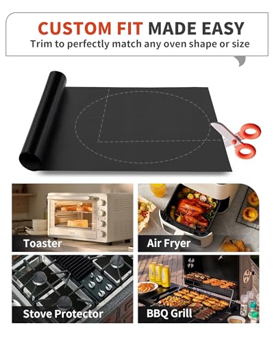 5 Pack Oven Liners for Bottom of Oven (Black / 5 Pack 17”x25”)