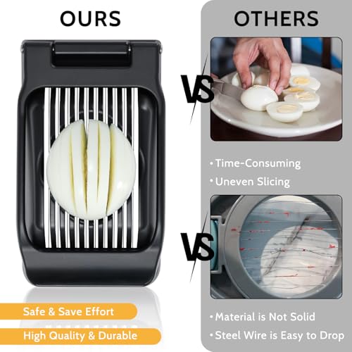 Egg Slicer for Hard Boiled Eggs & Strawberry Soft Foods (Black)