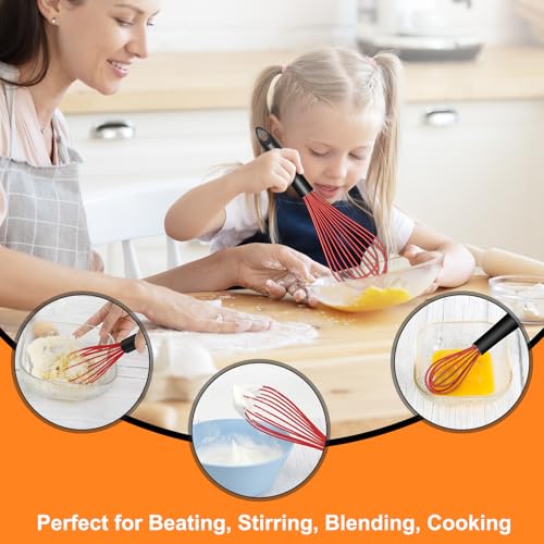4 Pieces Silicone Whisks Set (Red)