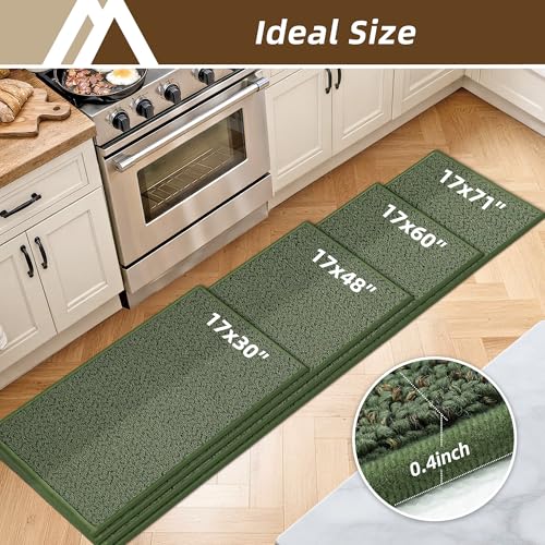 Kitchen Rugs Set of 2 Non (Green / 17“x30”+17“x48”)