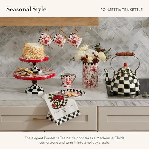 Cotton Dish Towel (Poinsettia Tea Kettle / 1-Pack)