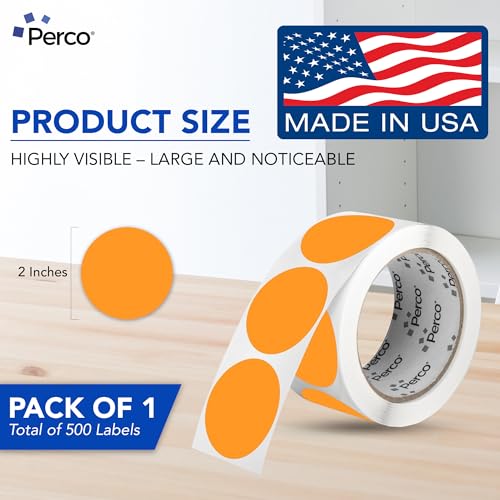 Neon Orange Round Circle Dot Sticker 2 (Neon Orange / 2 Inch)