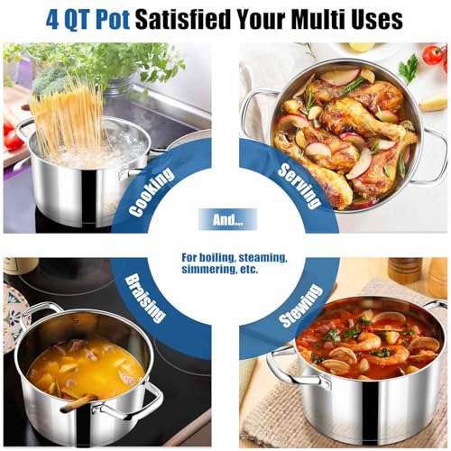 4 Quarts Stock Pot with Lid (4 Quarts)