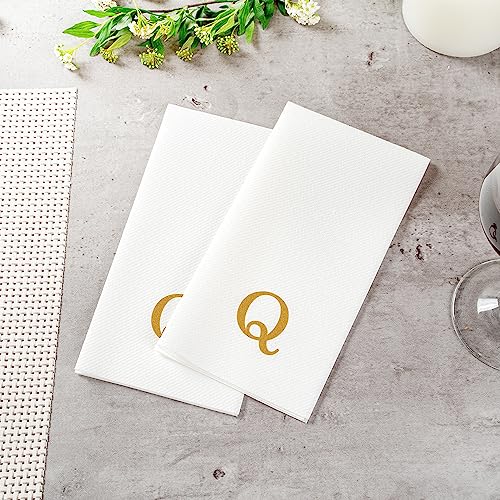 Paper Rectangle Gold Letter Q Linen (Gold / 2000 Count / Q)