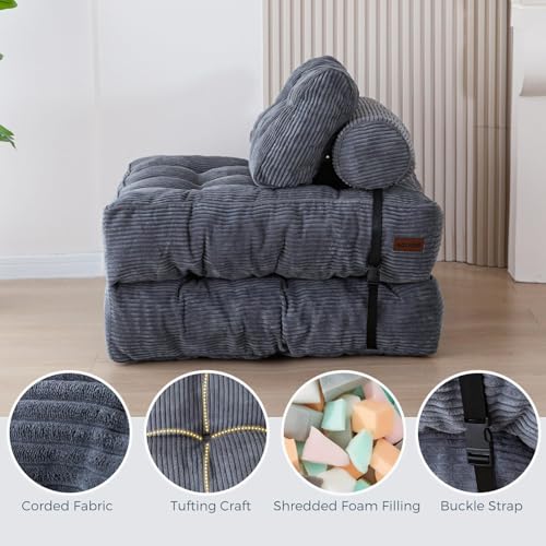 Folding Sofa Bed (Dark Grey / Single)