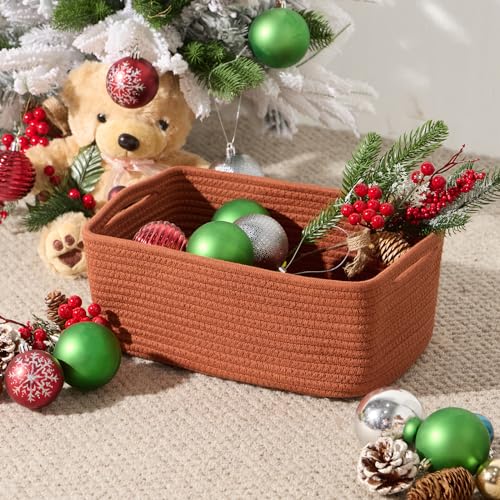 Small Storage Baskets for Organizing (3pcs-L13xW8.5xH5.1" / Oxide Red)