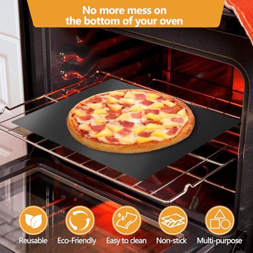 4 Pack XL Thickened Oven Liners for Bottom of Oven (Black / 25"L x 17"W / 4 Pack)