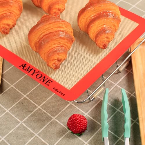 Silicone Baking Mats for 10x15" Jelly Roll Pan (Bright Orange / 14.4"L x 9.5"W)