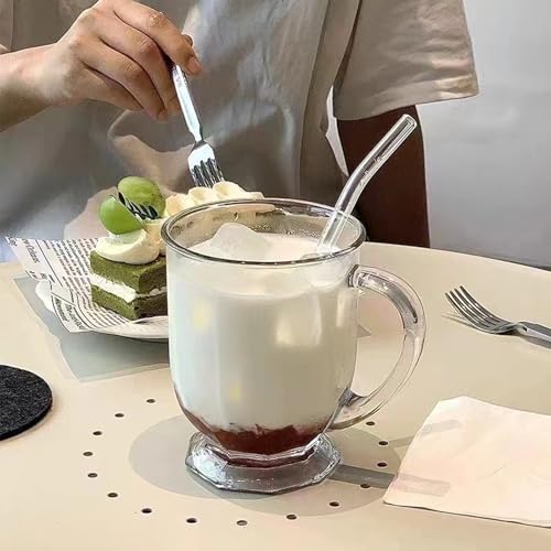 Clear Glass Coffee Mugs Set of 4 (Clear Striped)