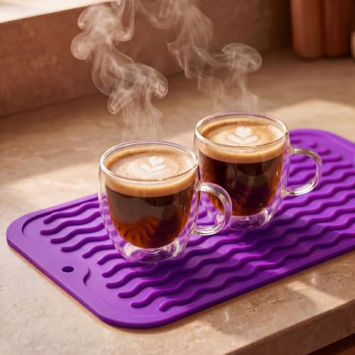 Silicone Dish Drying Mat for Multiple Usage (Purple / 12"L x 6"W)